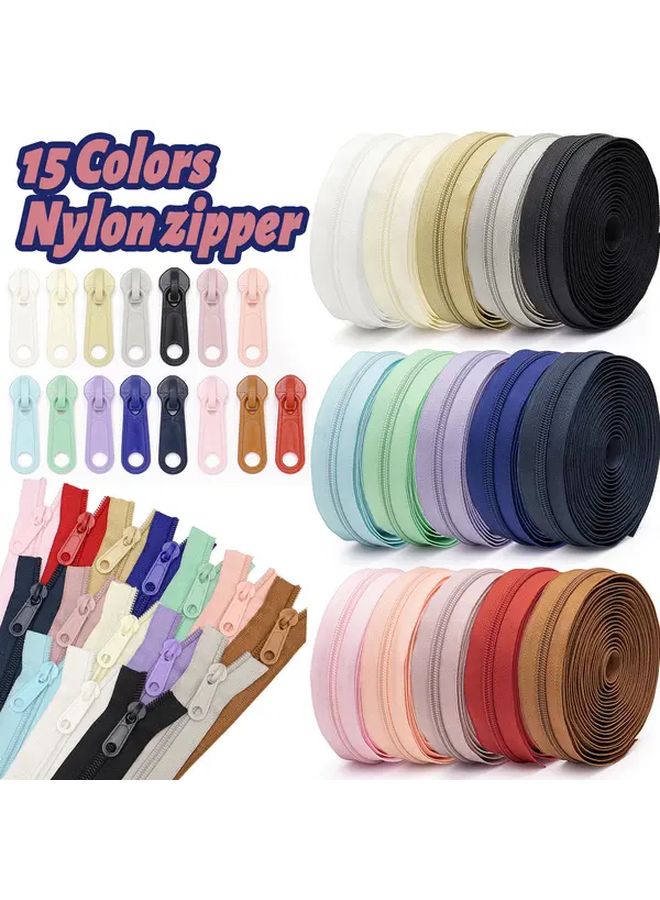 White Nylon Zipper 177 Inch Size 5 With 10 Plastic Pulls For Sewing Clothes Replacement - Image 1
